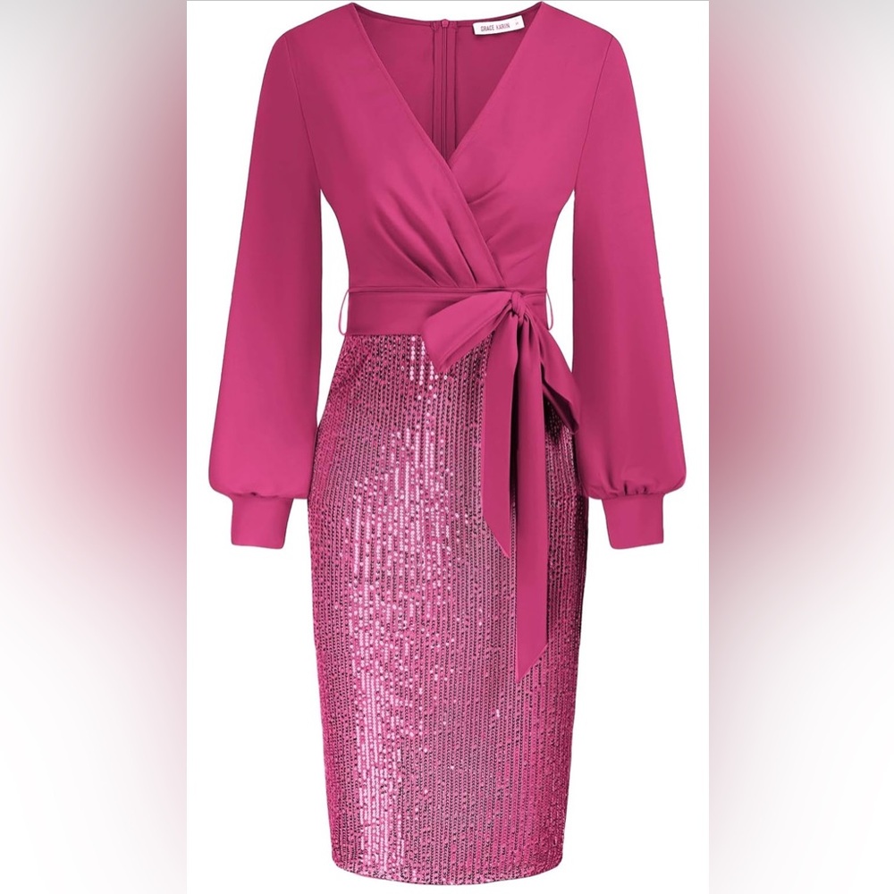 New Grace Karin Size xxl Sequin Sparkly sequins Dress Cocktail Bodycon Sexy pink